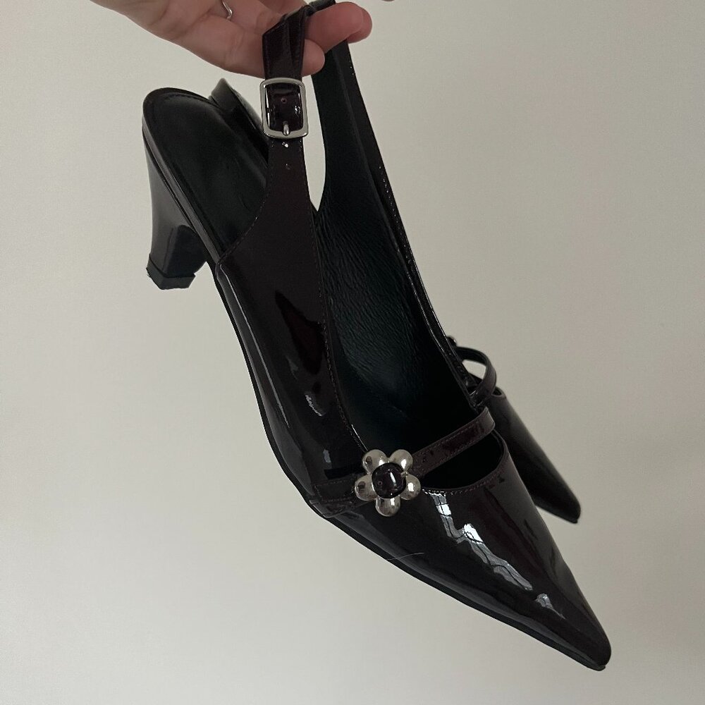 Lisa Says Gah Natalia Pointy Toe Heel - Dark Brown Size 7